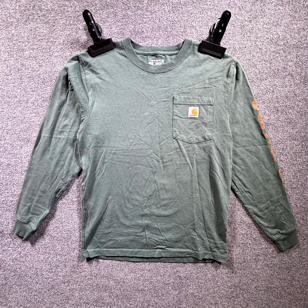 Carhartt Sleeve Logo Pocket T-Shirt Mens Small Green Loose Fit 106513 GH6